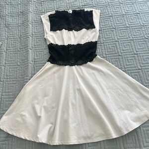 bebe Black and White Lace Mini Dress